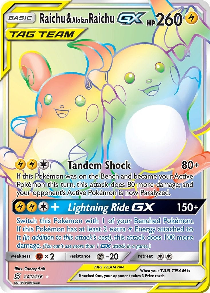Raichu & Alolan Raichu GX (Secret) (241/236) (SM11)