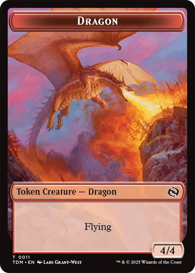 Dragon (0011) // Warrior Double-Sided Token (11 // 13) (TDM)
