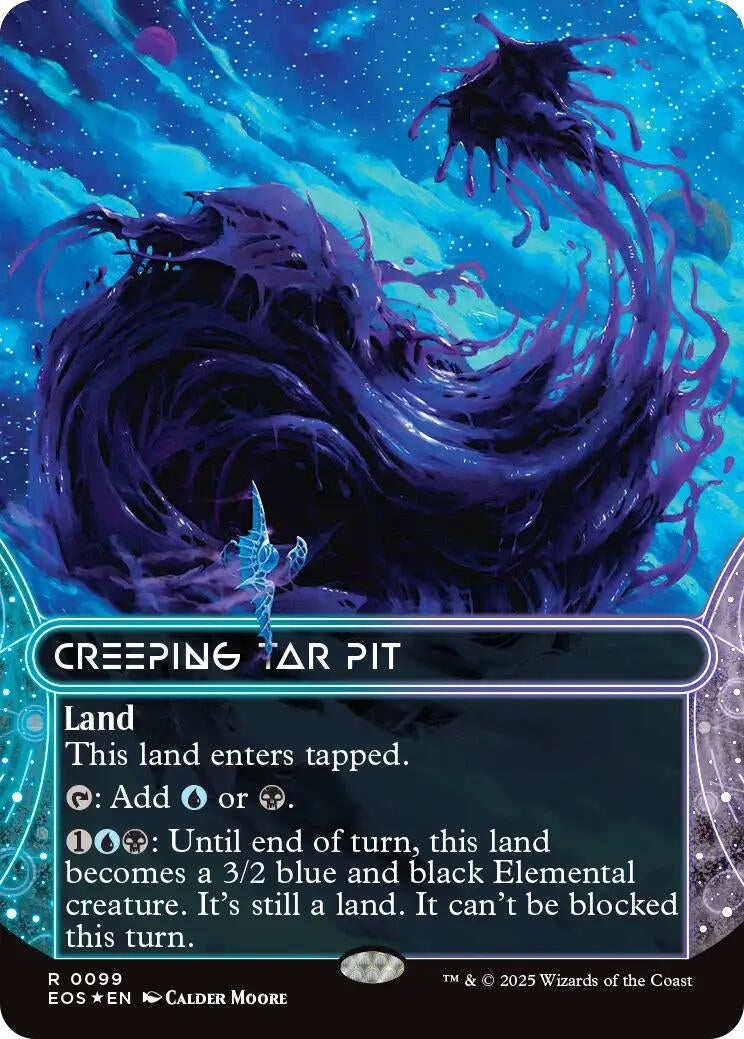 Image for Creeping Tar Pit (0099) (Borderless) (Galaxy Foil) (99) (EOS) - Magic: The Gathering