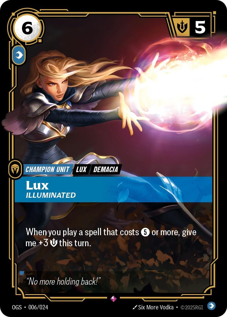 Image for Lux - Illuminated (006/024) (OGS:PG) - Riftbound: League of Legends Trading Card Game