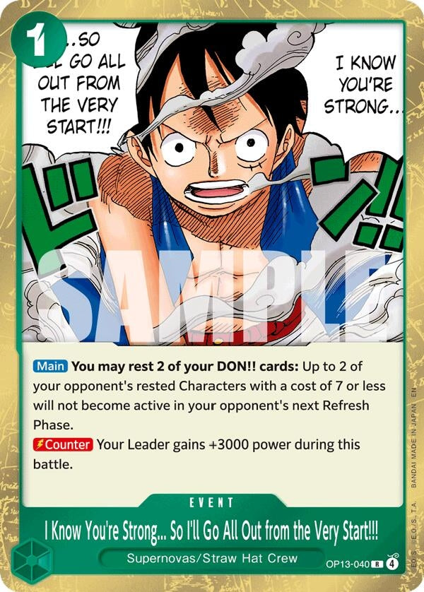 Image for I Know You're Strong... So I'll Go All Out from the Very Start!!! (OP13-040) (OP13) - One Piece Card Game