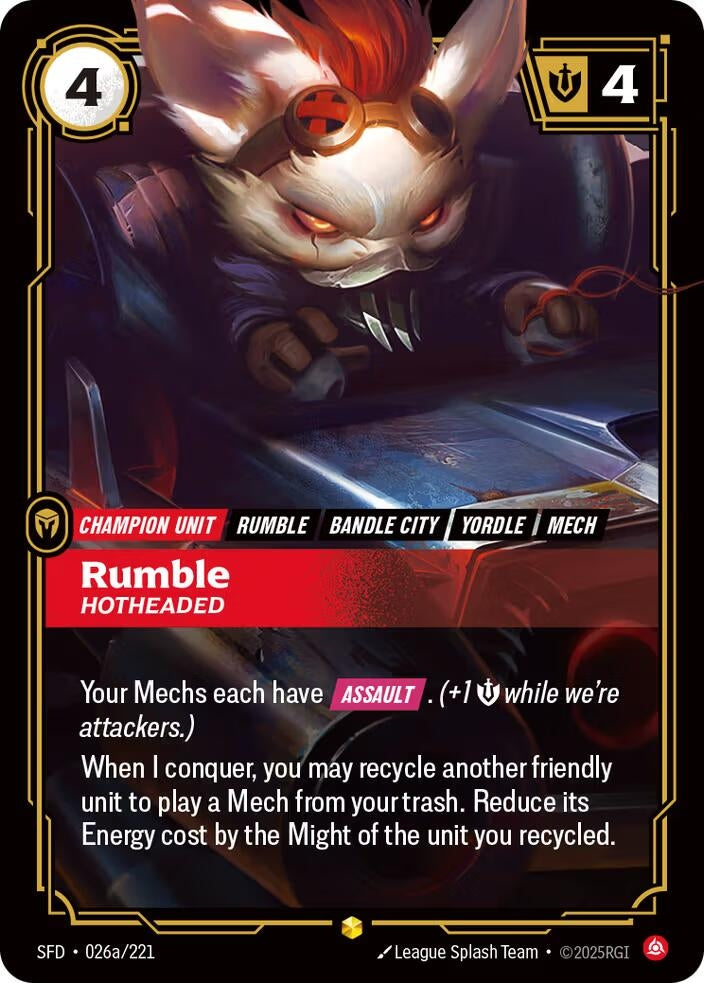 Rumble - Hotheaded (Alternate Art) (026a/221) (SPF)