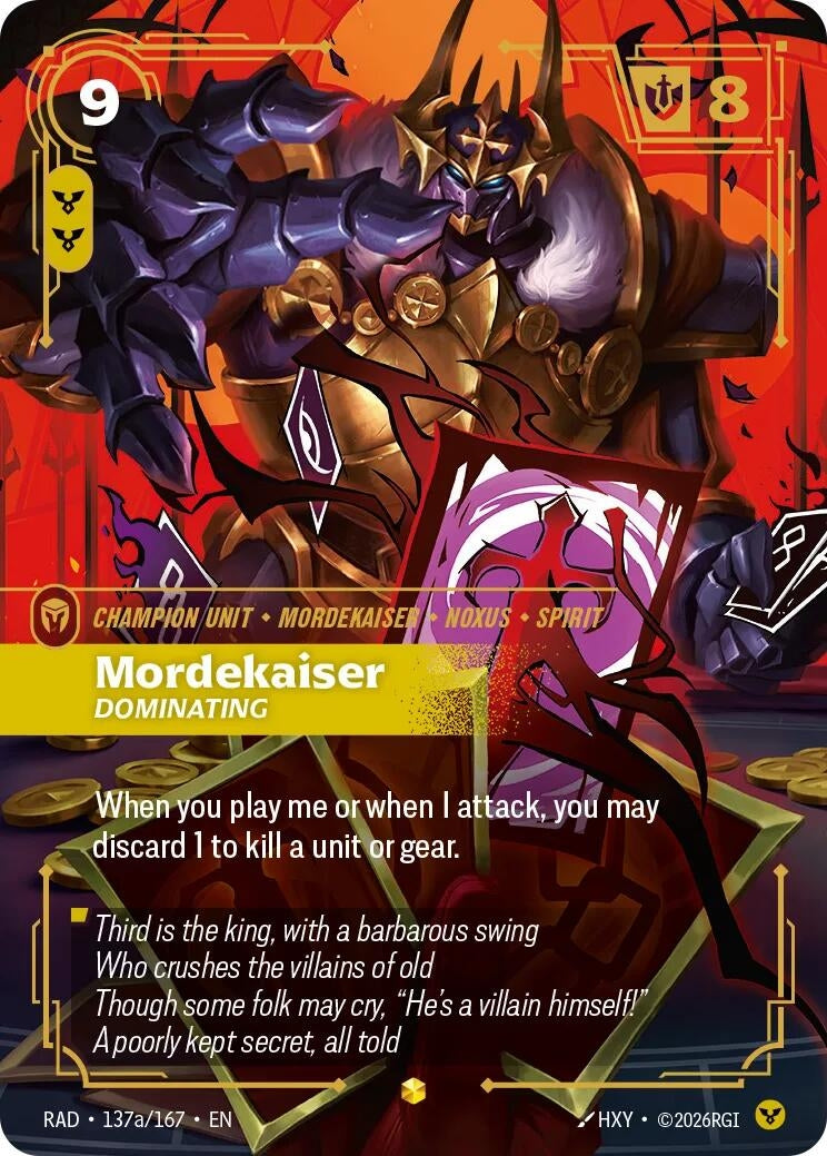 Image for Mordekaiser, Dominating (Alternate Art) (137a/167) (RAD) - Riftbound: League of Legends Trading Card Game