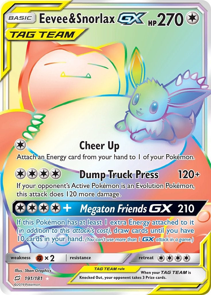 Eevee & Snorlax GX (Secret) (191/181) (SM9)