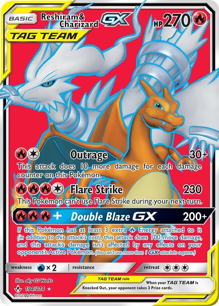 Image for Reshiram & Charizard GX (Full Art) (194/214) (SM10) - Pokemon