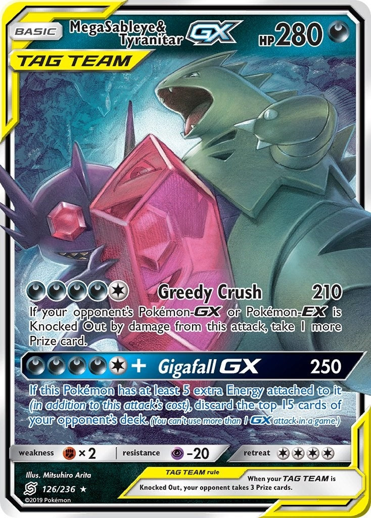 Image for Mega Sableye & Tyranitar GX (126/236) (SM11) - Pokemon