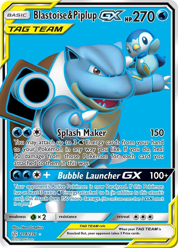 Blastoise & Piplup GX (Full Art) (214/236) (SM12)