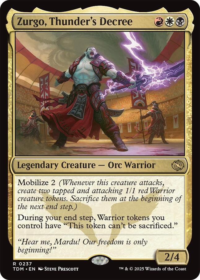 Image for Zurgo, Thunder's Decree (237) (TDM) - Magic: The Gathering