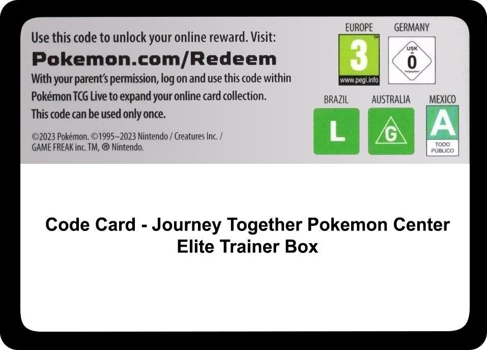 Image for Code Card - Journey Together Pokemon Center Elite Trainer Box - Pokemon