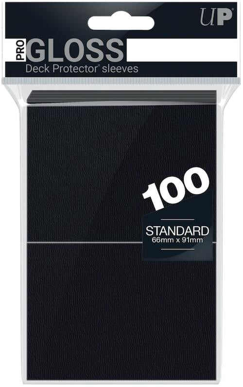 PRO-Gloss Standard Deck Protector Sleeves - Black (100-Pack) (Modern Logo)