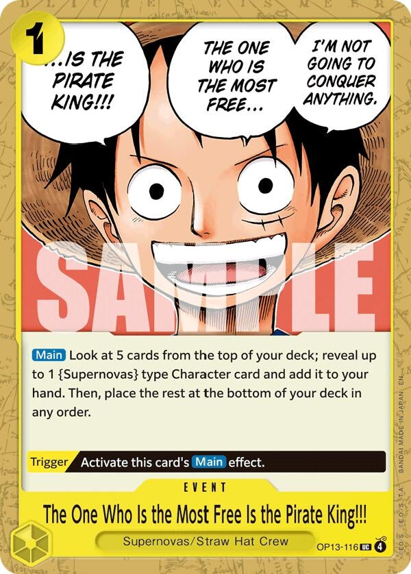 Image for The One Who Is the Most Free Is the Pirate King!!! (OP13-116) (OP13) - One Piece Card Game