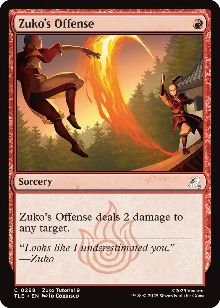 Image for Zuko's Offense (0288) (288) (TLE) - Magic: The Gathering