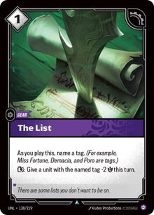 The List (138/219) (UNL)