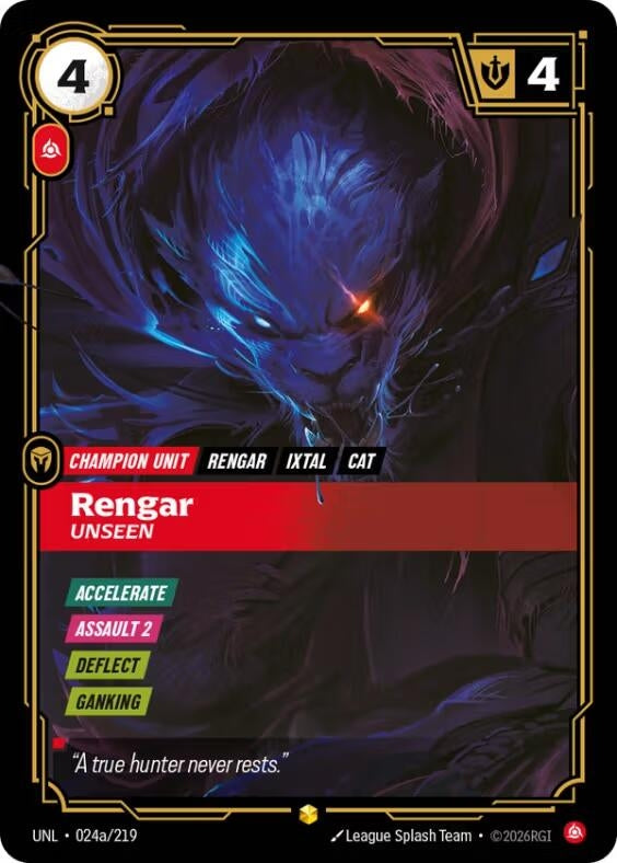 Rengar - Unseen (Alternate Art) (024a/219) (UNL)