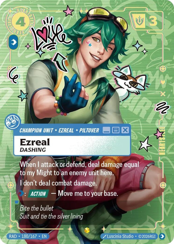 Image for Ezreal, Dashing (Heartsteel Overnumbered) (180/167) (RAD) - Riftbound: League of Legends Trading Card Game
