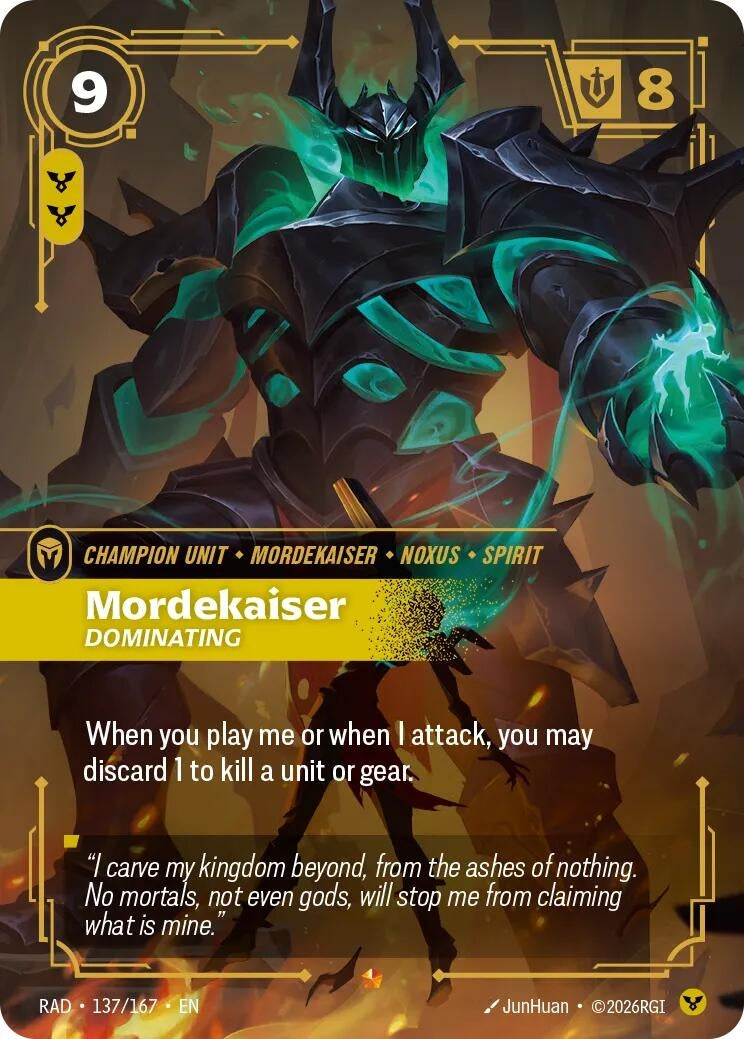 Image for Mordekaiser, Dominating (137/167) (RAD) - Riftbound: League of Legends Trading Card Game