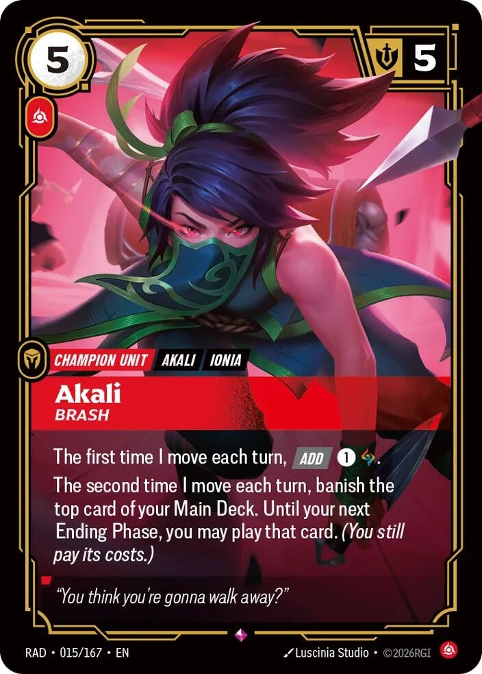 Image for Akali, Brash (015/167) (RAD) - Riftbound: League of Legends Trading Card Game