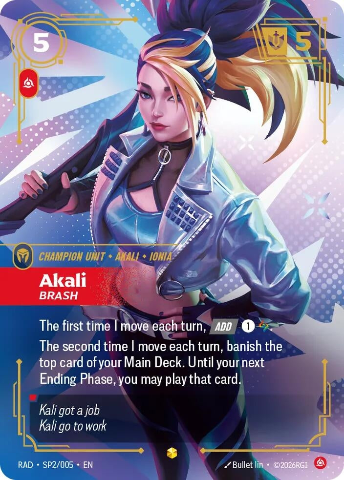 Image for Akali, Brash (K/DA Special Art Card) (SP2/005) (RAD) - Riftbound: League of Legends Trading Card Game