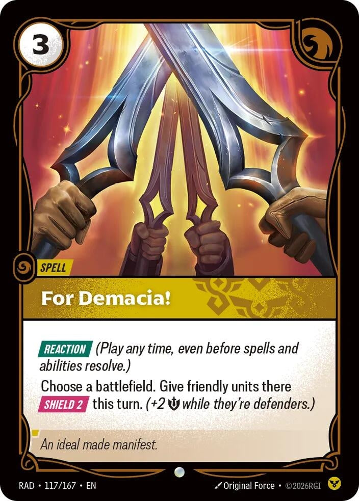 Image for For Demacia! (117/167) (RAD) - Riftbound: League of Legends Trading Card Game