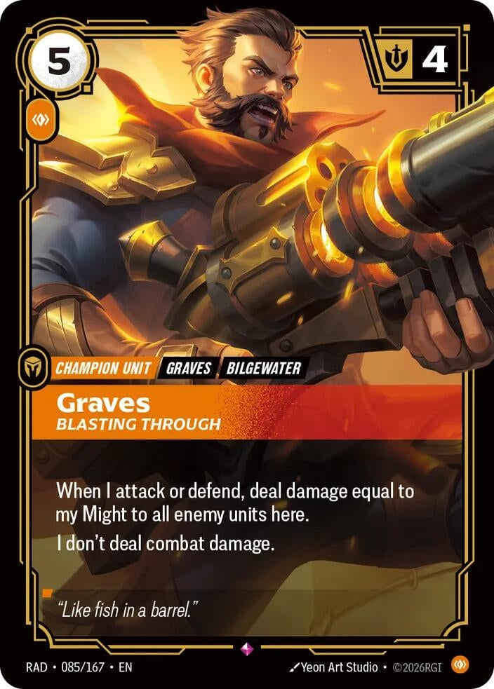 Image for Graves, Blasting Through (085/167) (RAD) - Riftbound: League of Legends Trading Card Game