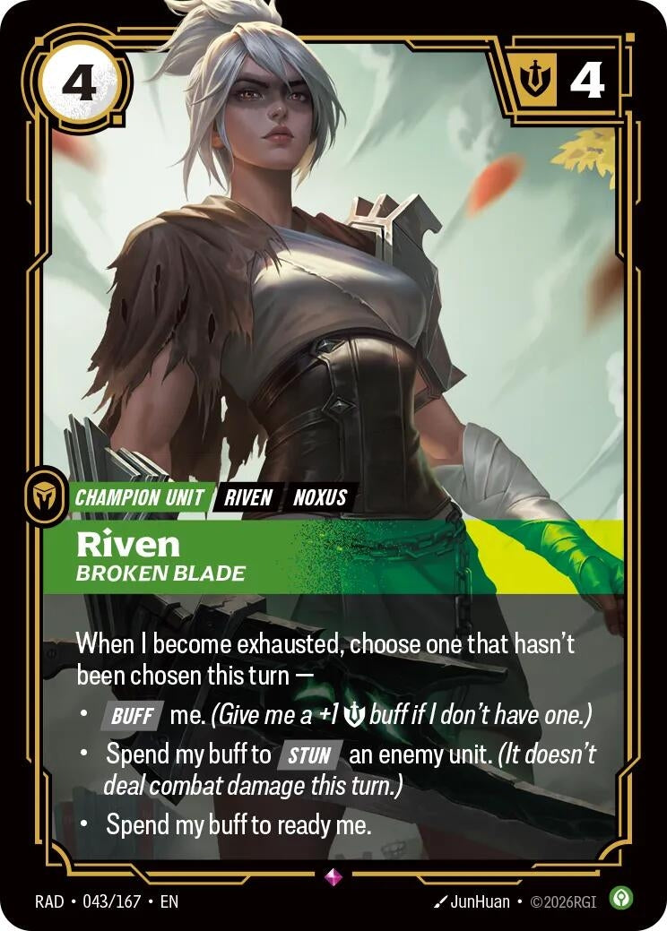 Image for Riven, Broken Blade (043/167) (RAD) - Riftbound: League of Legends Trading Card Game