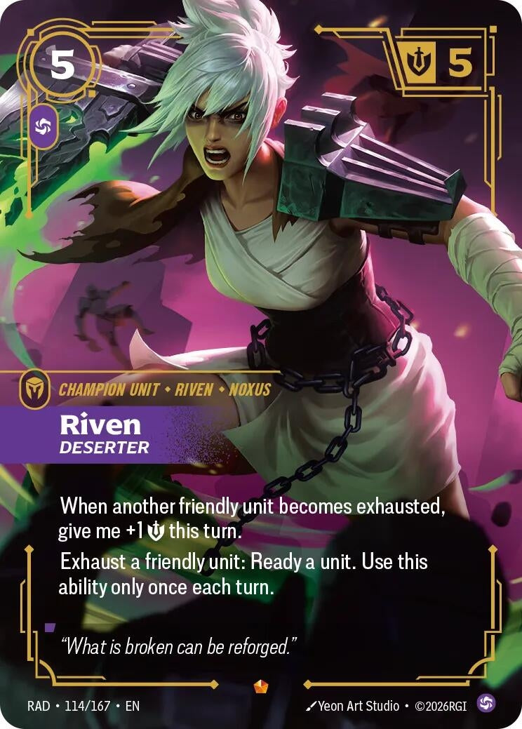 Image for Riven, Deserter (114/167) (RAD) - Riftbound: League of Legends Trading Card Game