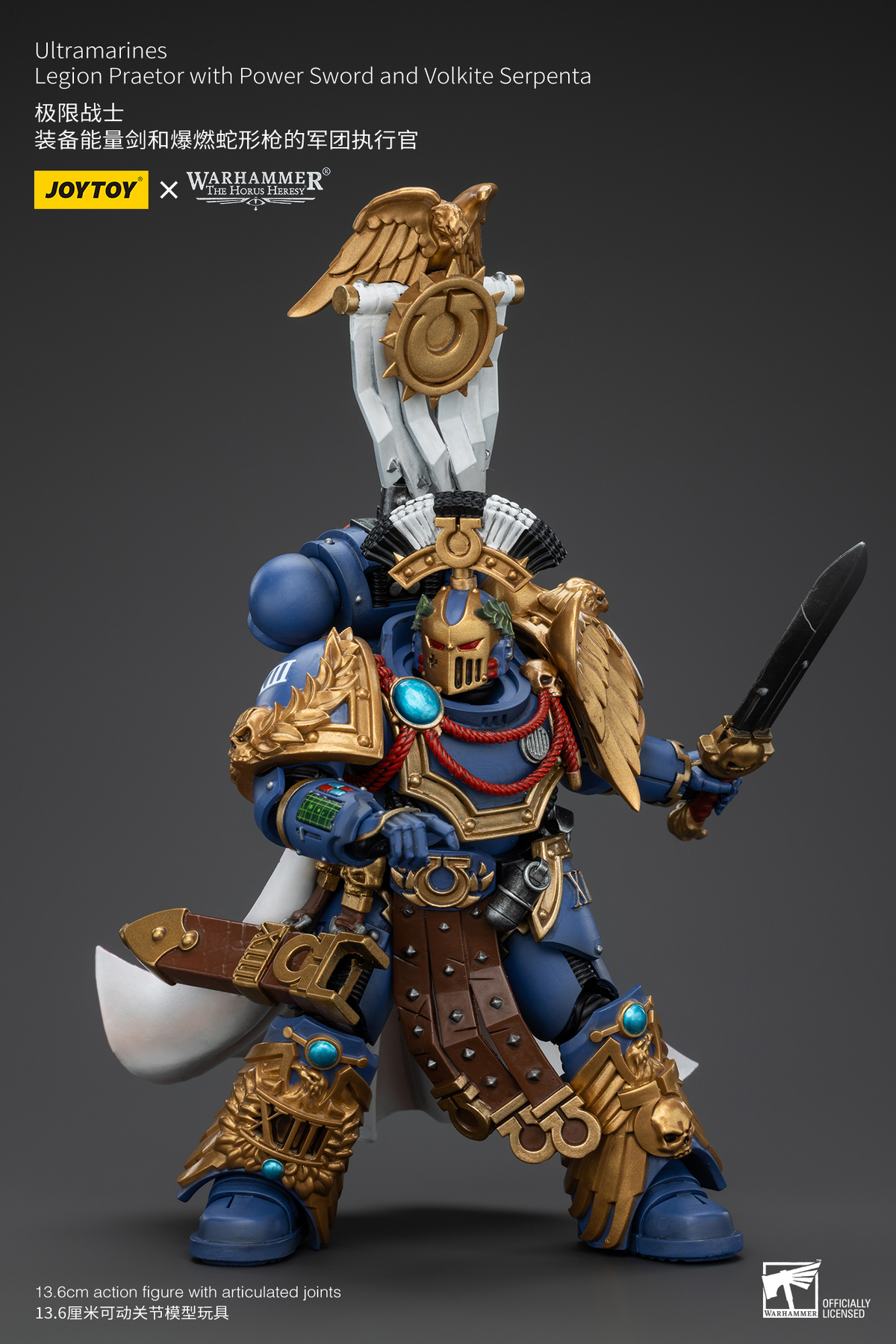 JoyToy - Warhammer 40000 - Space Marine Ultramarines Legion Praetor with Power Sword and Volkite Serpenta
