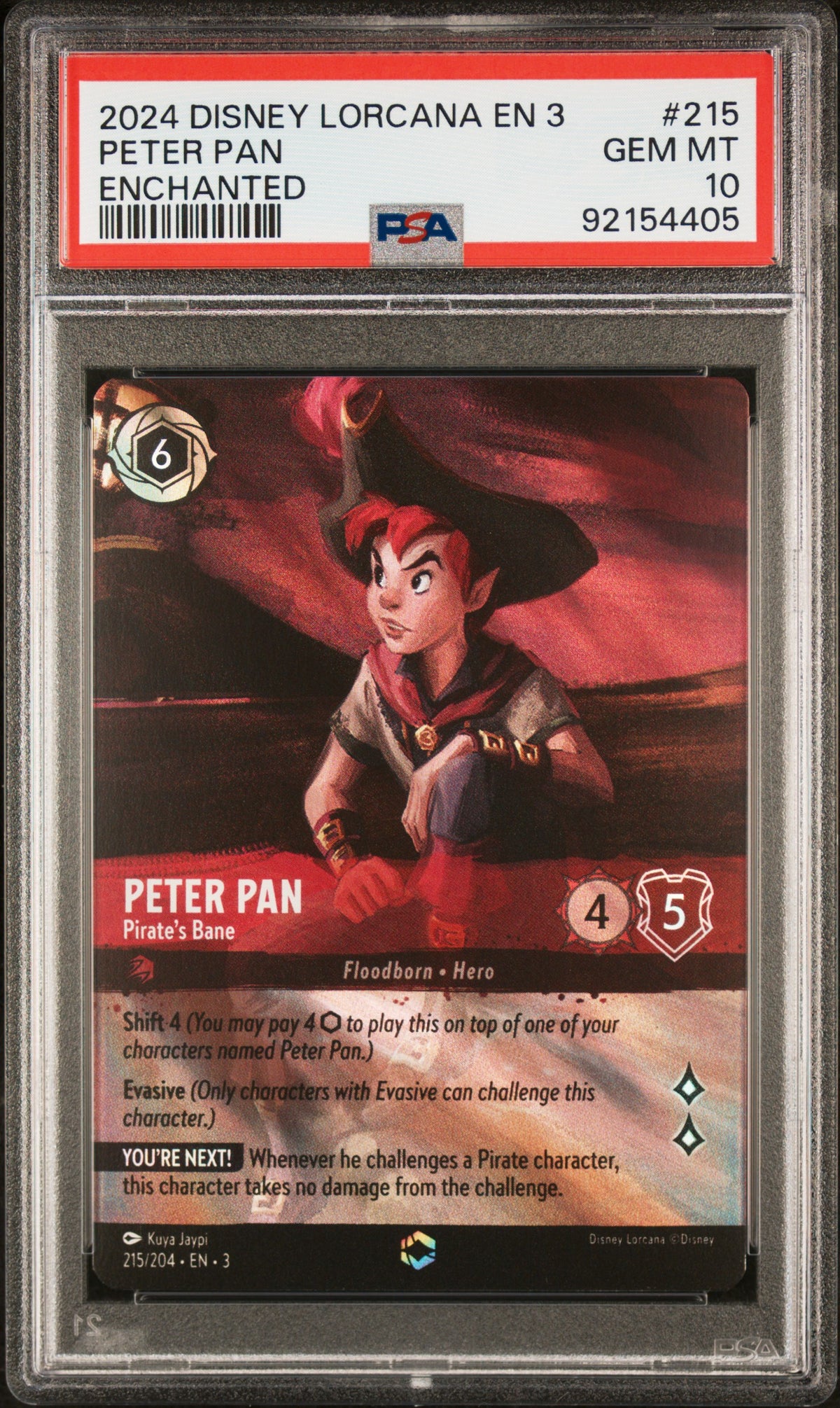 PETER PAN ENCHANTED 2024 DISNEY LORCANA EN 3-INTO THE INKLANDS PSA GEM MT 10