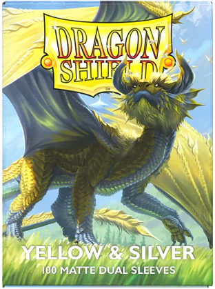Dragon Shield Dual Matte Standard Sleeves - Yellow & Silver (100 Pack))