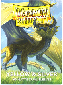 Dragon Shield Dual Matte Standard Sleeves - Yellow & Silver (100 Pack))